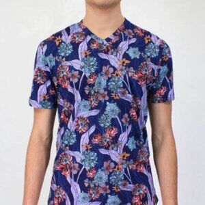 Lords of Harlech NWT Maze Ocean Floral Tee - Navy